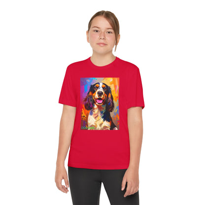 Pup Art Canvas - Kid's Sport Short Sleeve Tee (English Springer Spaniel)