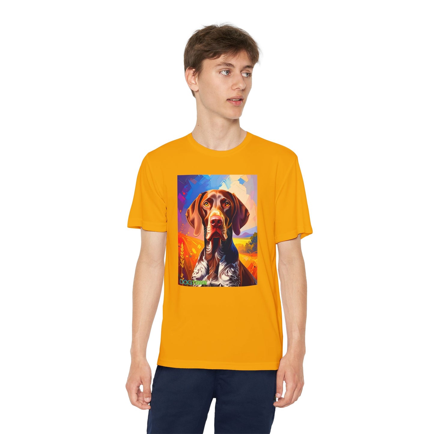 Pup Art Canvas - Kid's Sport Short Sleeve Tee (German Shorthaired Pointer)