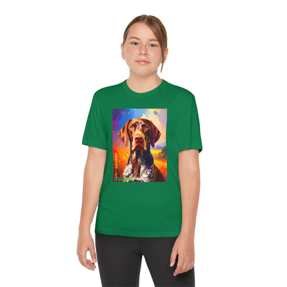 Pup Art Canvas - Kid's Sport Short Sleeve Tee (German Shorthaired Pointer)