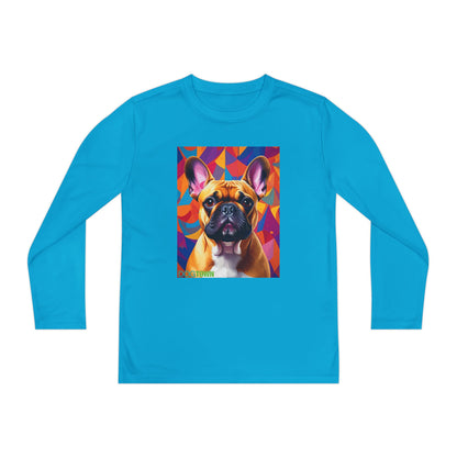 Pup Art Canvas - Kid's Sport Long Sleeve Tee (French Bulldog)