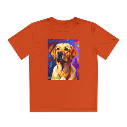 Pup Art Canvas - Kid's Sport Short Sleeve Tee (Yellow Lab)
