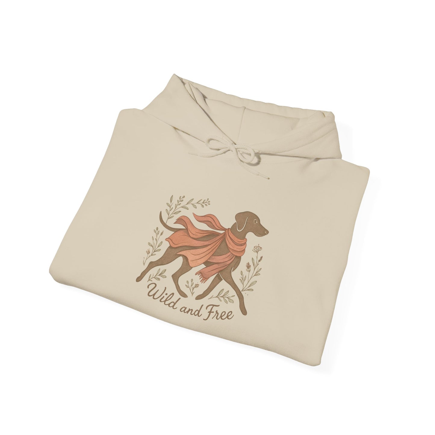 Dogtown Boho Revival "Wild and Free" Unisex Heavy Blend™ Hooded Sweatshirt (Weimaraner)