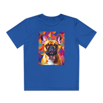 Pup Art Canvas - Kid's Sport Short Sleeve Tee (French Bulldog)