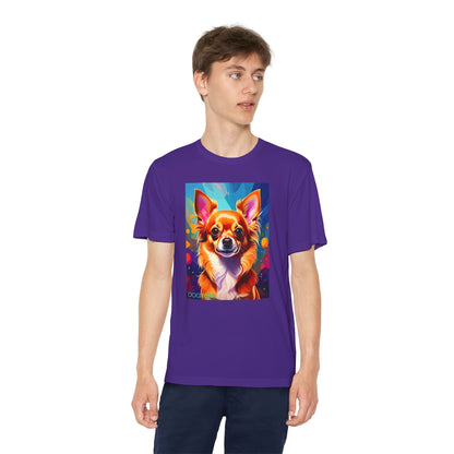 Pup Art Canvas - Kid's Sport Short Sleeve Tee (Chihuauha)
