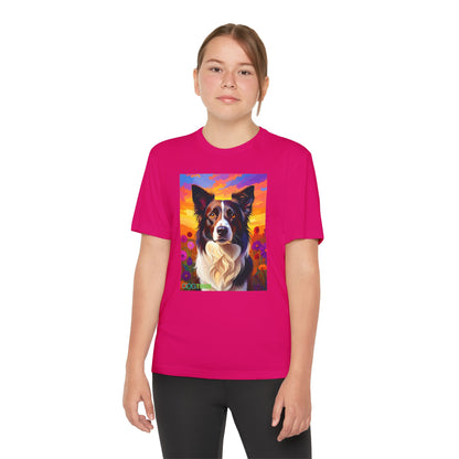 Pup Art Canvas - Kid's Sport Short Sleeve Tee (Border Collie)