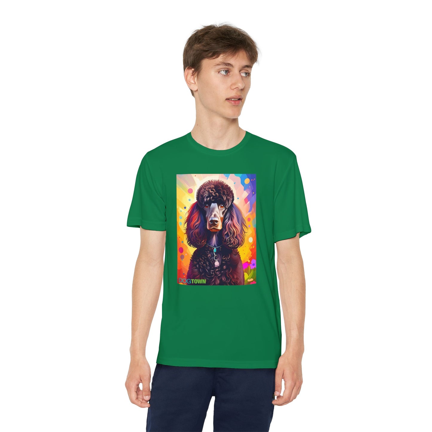 Pup Art Canvas - Kid's Sport Short Sleeve Tee (Standard Poodle)