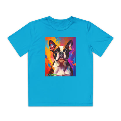 Pup Art Canvas - Kid's Sport Short Sleeve Tee (Boston Terrier)