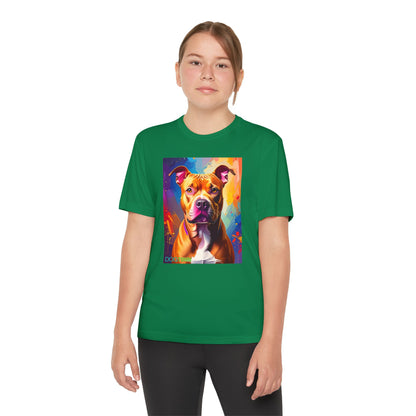 Pup Art Canvas - Kid's Sport Short Sleeve Tee (Pit Bull)
