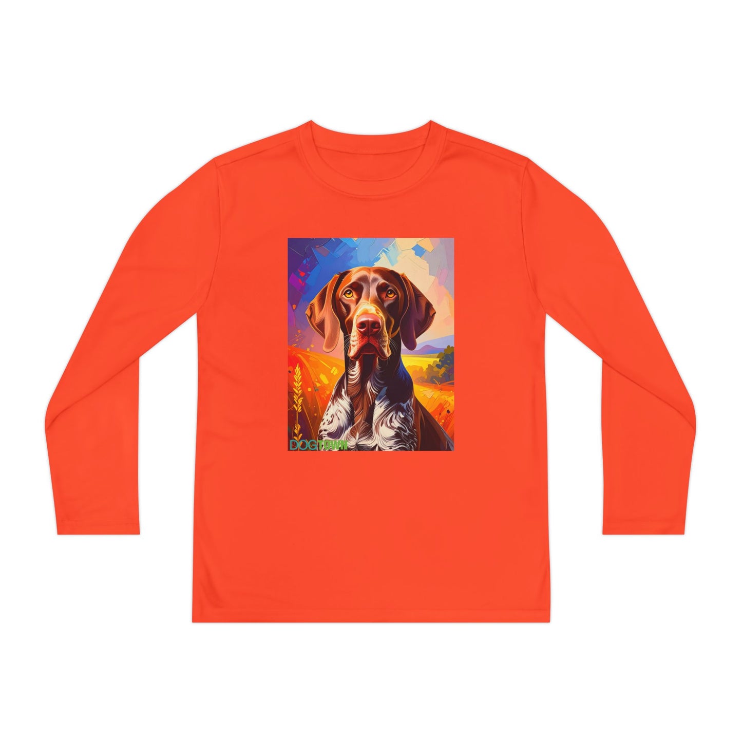 Pup Art Canvas - Kid's Sport Long Sleeve Tee (German Shorthaired Pointer)