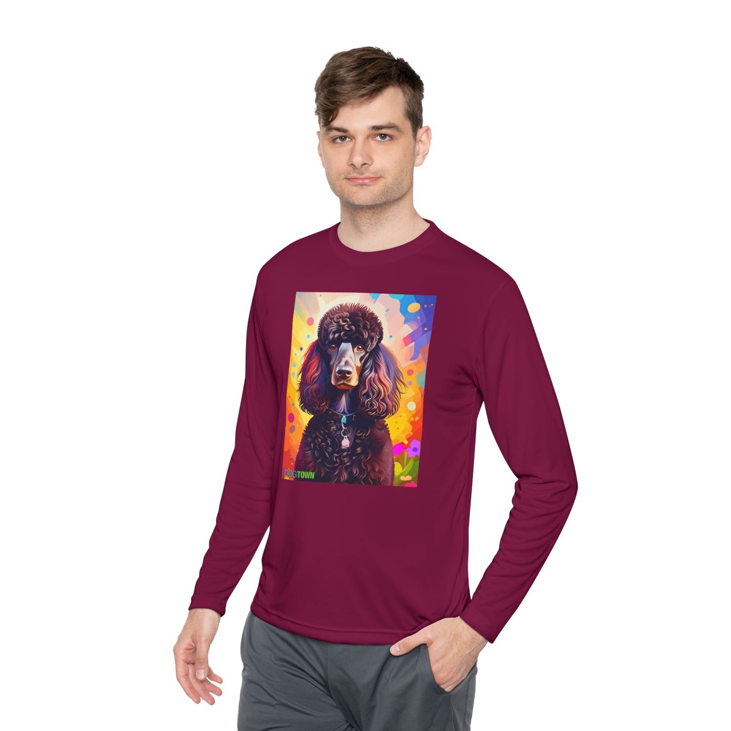 Pup Art Canvas Sport Long Sleeve Tee (Poodle Standard)