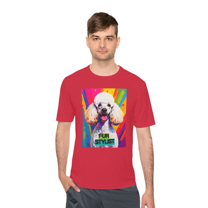 Dogtown Fur Stylist Groomer Short Sleeve Shirt (Colorful with White Poodle)
