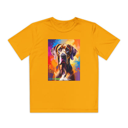 Pup Art Canvas - Kid's Sport Short Sleeve Tee (Great Dane)