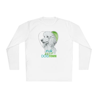 Dogtown Fur Stylist Groomer Long Sleeve Shirt (White with White Poodle)