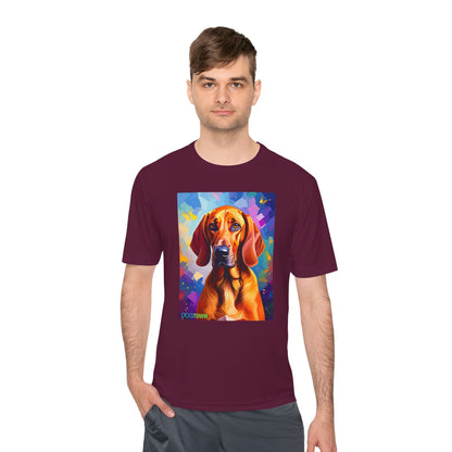 Pup Art Canvas Unisex Moisture Wicking Tee (Redbone Coonhound)