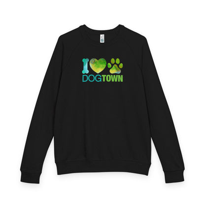 Dogtown "I Heart Paw" Unisex Raglan Cozy Crewneck Sweatshirt