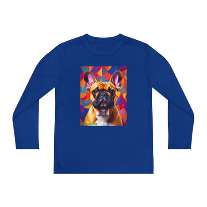 Pup Art Canvas - Kid's Sport Long Sleeve Tee (French Bulldog)