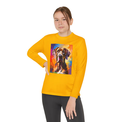 Pup Art Canvas - Kid's Sport Long Sleeve Tee (Great Dane)