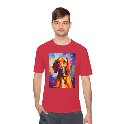 Pup Art Canvas Unisex Moisture Wicking Tee (Redbone Coonhound)