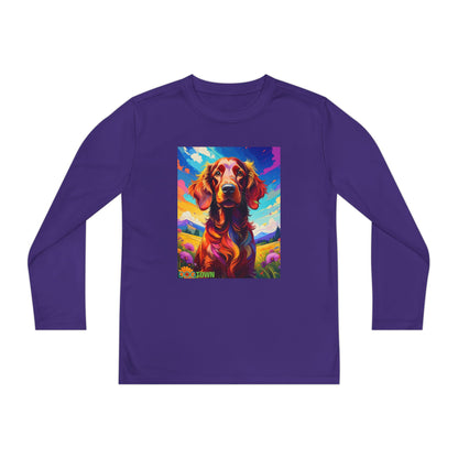 Pup Art Canvas - Kid's Sport Long Sleeve Tee (Irish Setter)