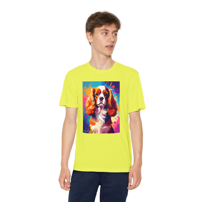 Pup Art Canvas - Kid's Sport Short Sleeve Tee (Cavalier King Charles Spaniel)