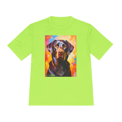 Pup Art Canvas Unisex Moisture Wicking Tee (Chocolate Lab)