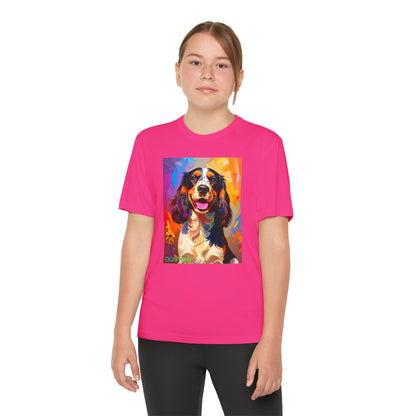 Pup Art Canvas - Kid's Sport Short Sleeve Tee (English Springer Spaniel)