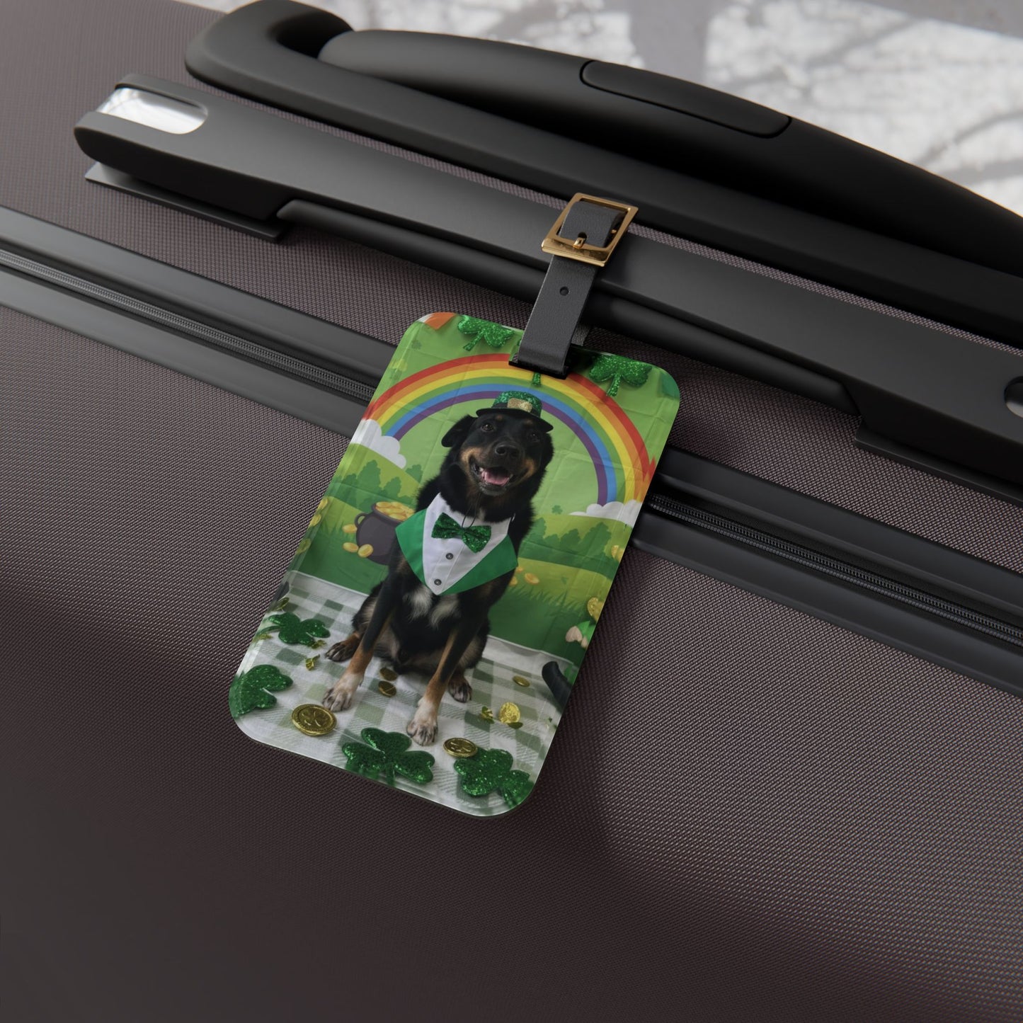 Bix - St. Patrick's Day Dog Luggage Tag