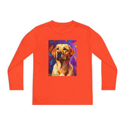 Pup Art Canvas - Kid's Sport Long Sleeve Tee (Yellow Lab)