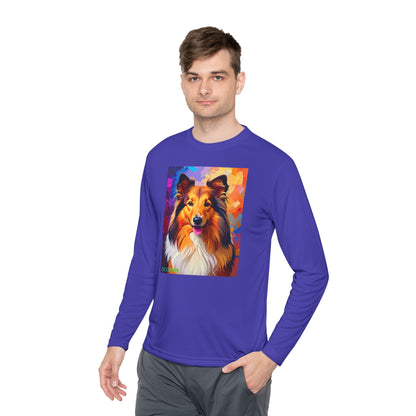 Pup Art Canvas Sport Long Sleeve Tee (Sheltie)