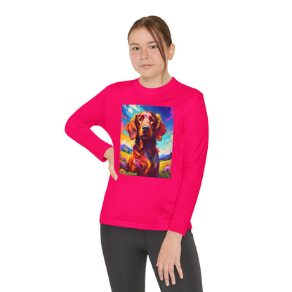 Pup Art Canvas - Kid's Sport Long Sleeve Tee (Irish Setter)