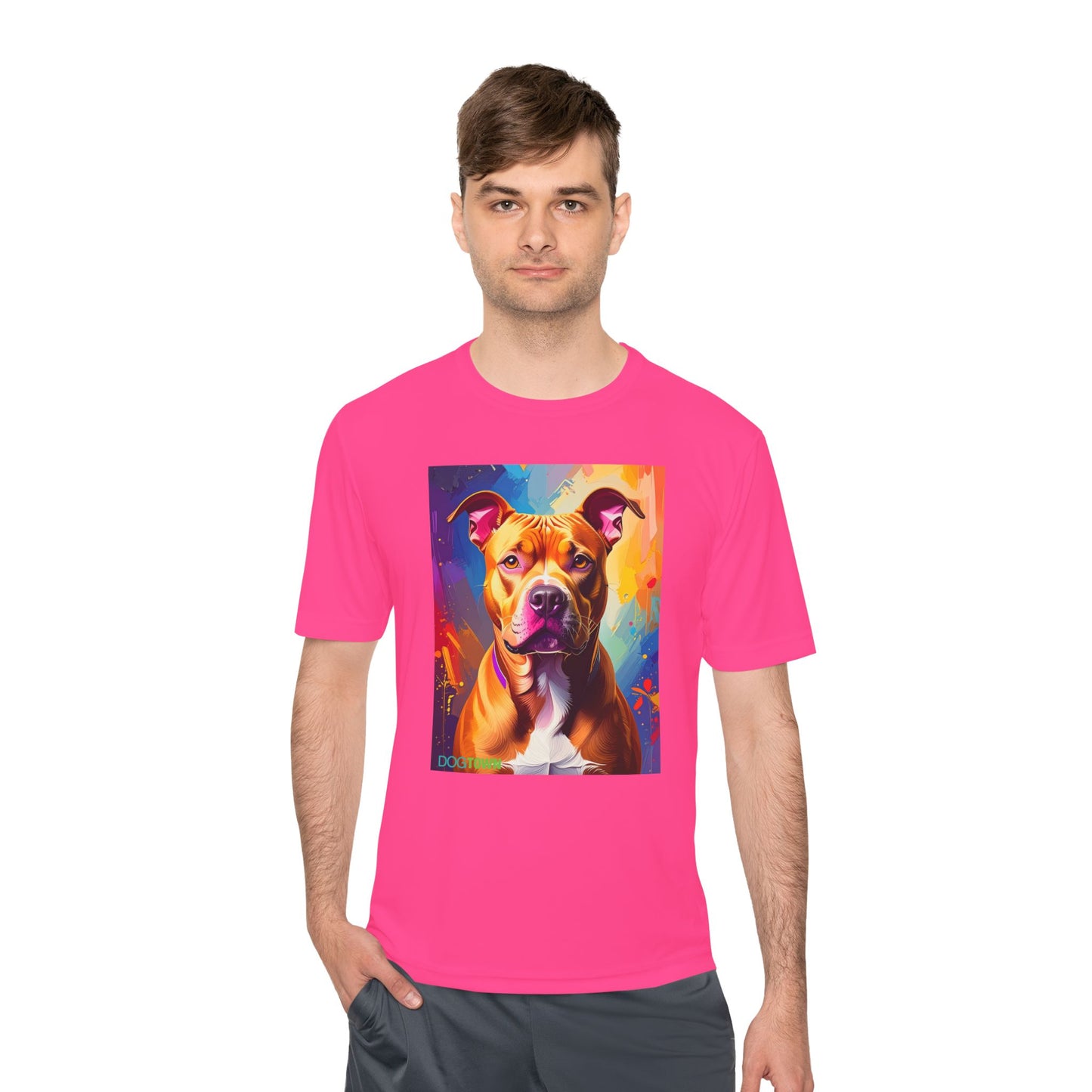 Pup Art Canvas Unisex Moisture Wicking Tee (Pit Bull)