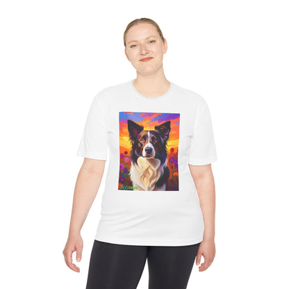 Pup Art Canvas Unisex Moisture Wicking Tee (Border Collie)