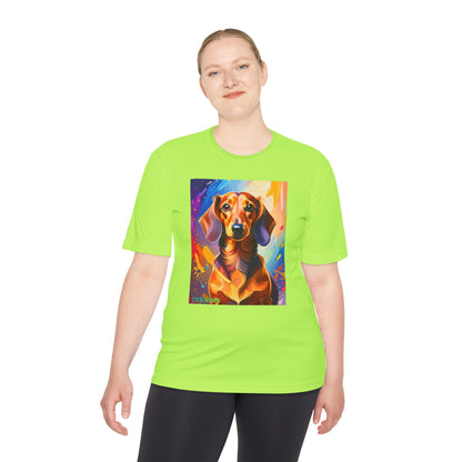 Pup Art Canvas Unisex Moisture Wicking Tee (Dachshund)