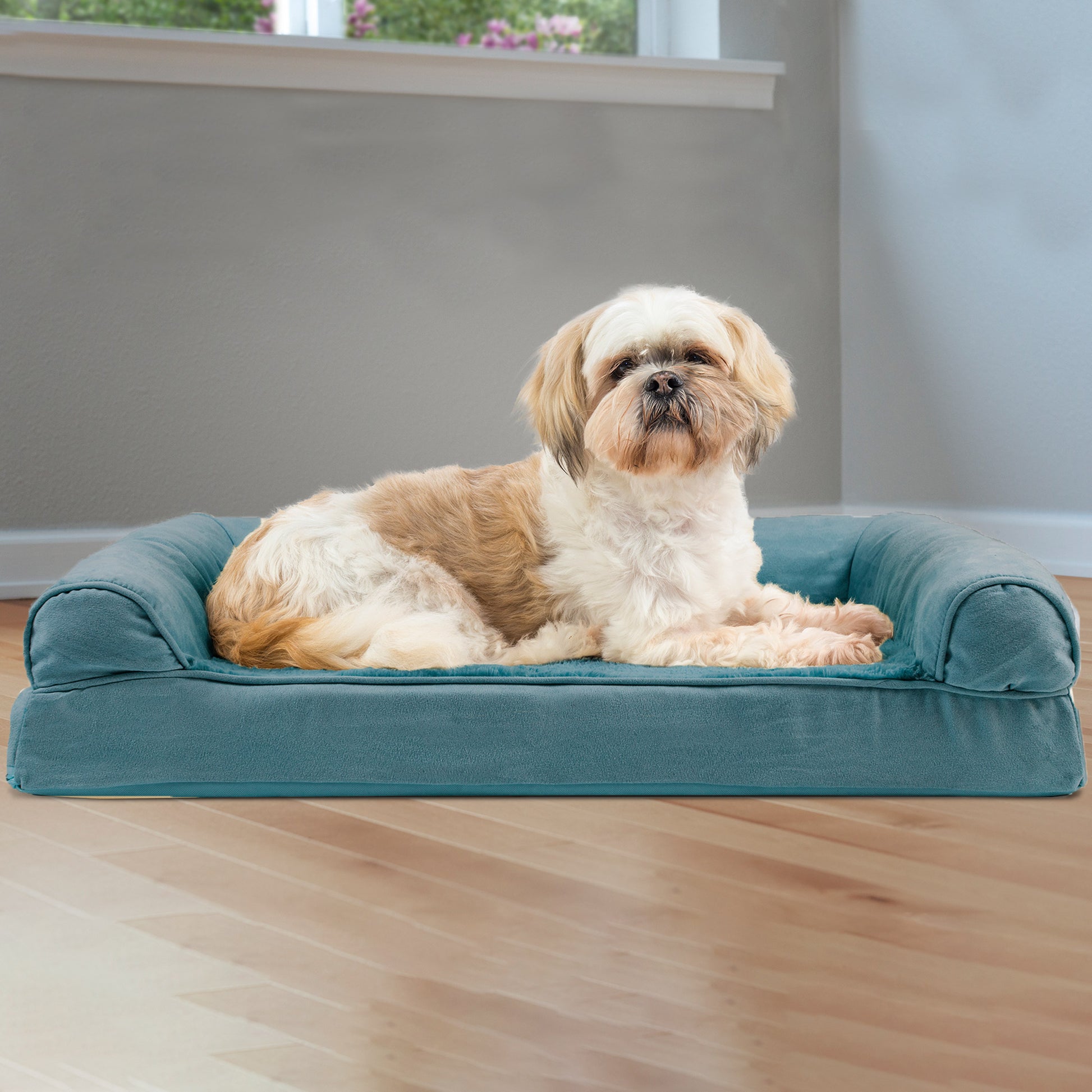 Plush & Suede Orthopedic Sofa Pet Bed for Dogs & Cats - Deep Pool, Medium