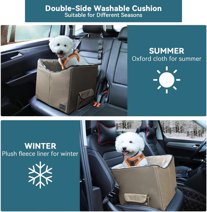 Dog Booster Seat with Pockets (Small, Dark Brown)