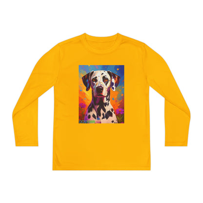 Pup Art Canvas - Kid's Sport Long Sleeve Tee (Dalmatian)