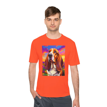 Pup Art Canvas Unisex Moisture Wicking Tee (Basset Hound)