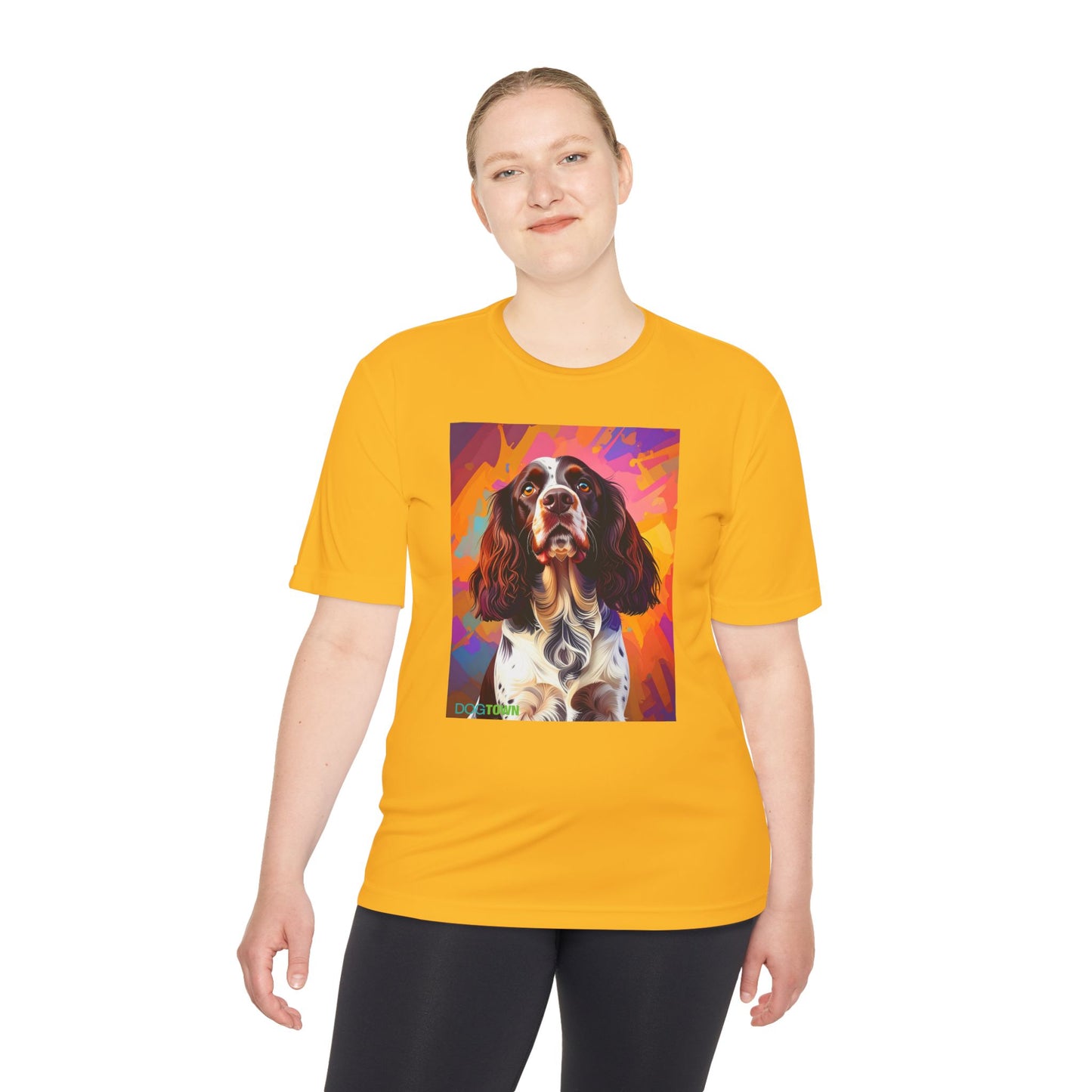 Pup Art Canvas Unisex Moisture Wicking Tee (English Springer Spaniel - 2)