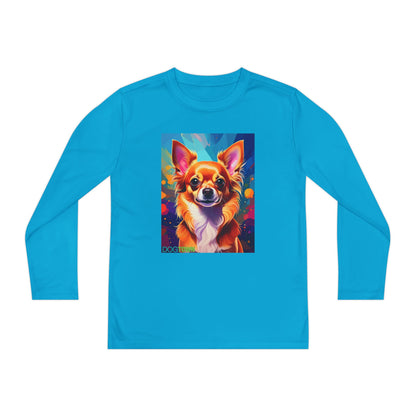 Pup Art Canvas - Kid's Sport Long Sleeve Tee (Chihuahua)