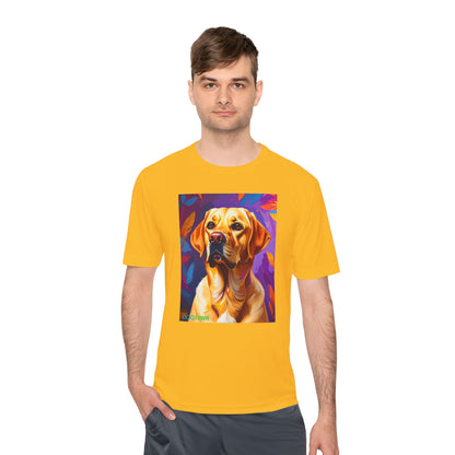 Pup Art Canvas Unisex Moisture Wicking Tee (Yellow Lab)
