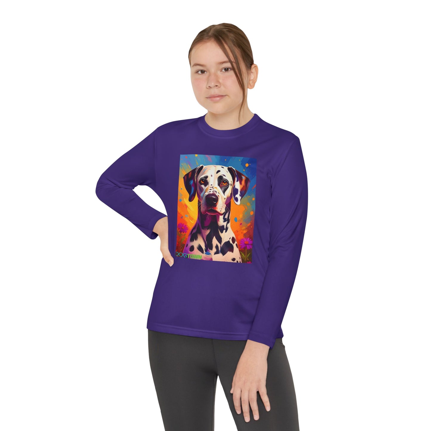 Pup Art Canvas - Kid's Sport Long Sleeve Tee (Dalmatian)