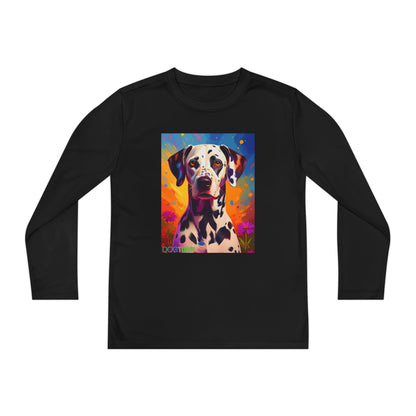 Pup Art Canvas - Kid's Sport Long Sleeve Tee (Dalmatian)