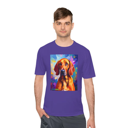Pup Art Canvas Unisex Moisture Wicking Tee (Redbone Coonhound)