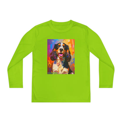 Pup Art Canvas - Kid's Sport Long Sleeve Tee (English Springer Spaniel)