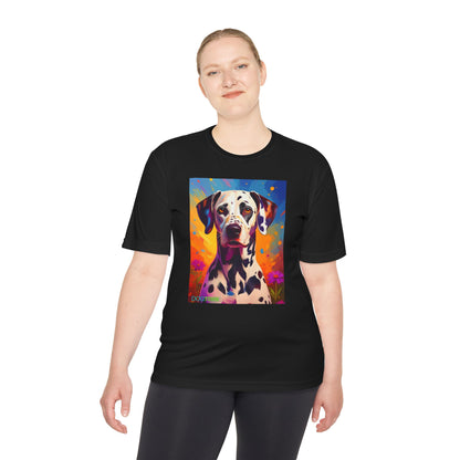 Pup Art Canvas Unisex Moisture Wicking Tee (Dalmation)
