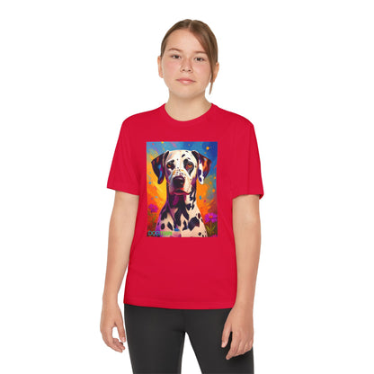 Pup Art Canvas - Kid's Sport Short Sleeve Tee (Dalmatian)