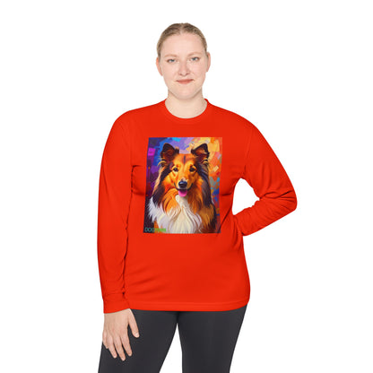 Pup Art Canvas Sport Long Sleeve Tee (Sheltie)