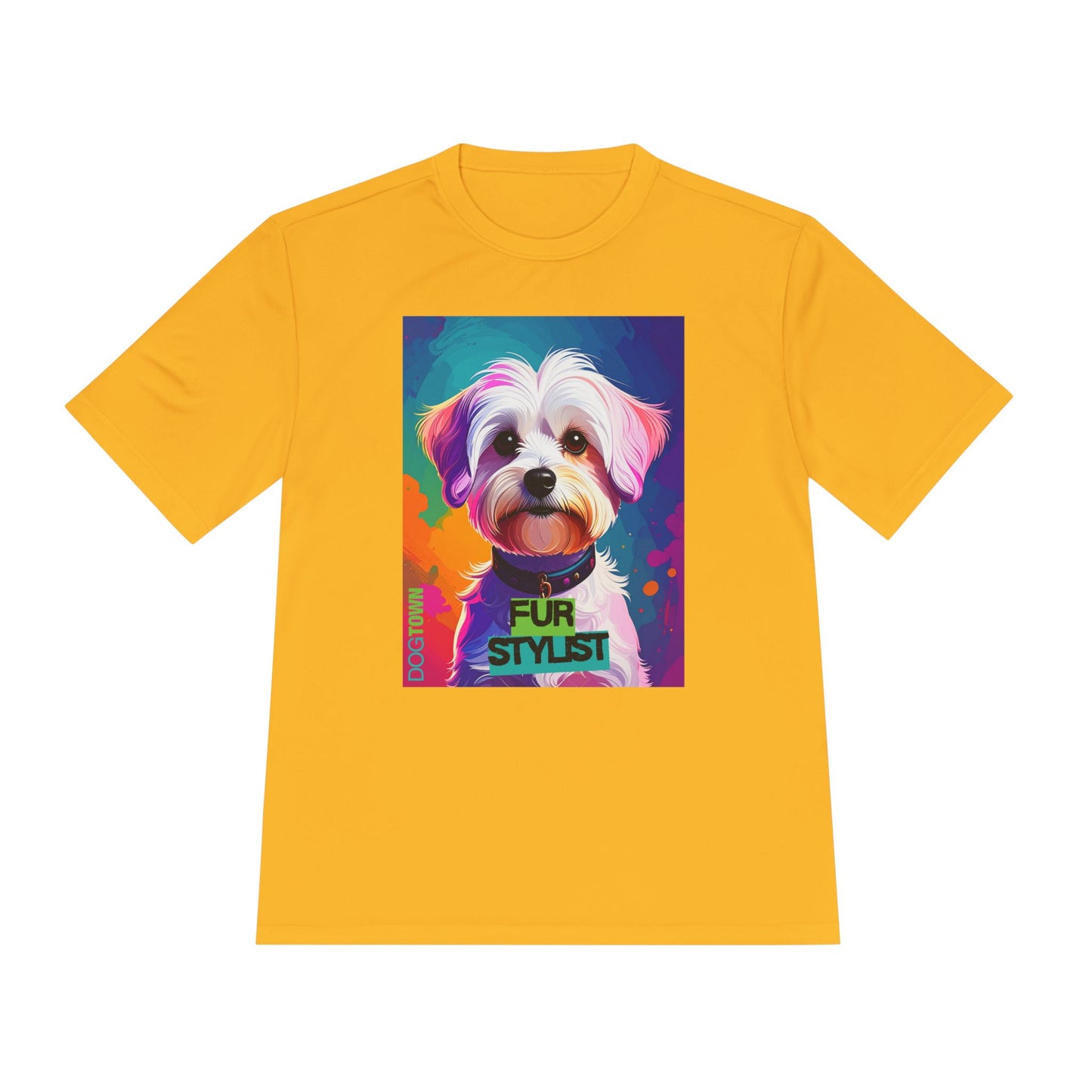 Dogtown Fur Stylist Groomer Shirt (Colorful with White Poodle)