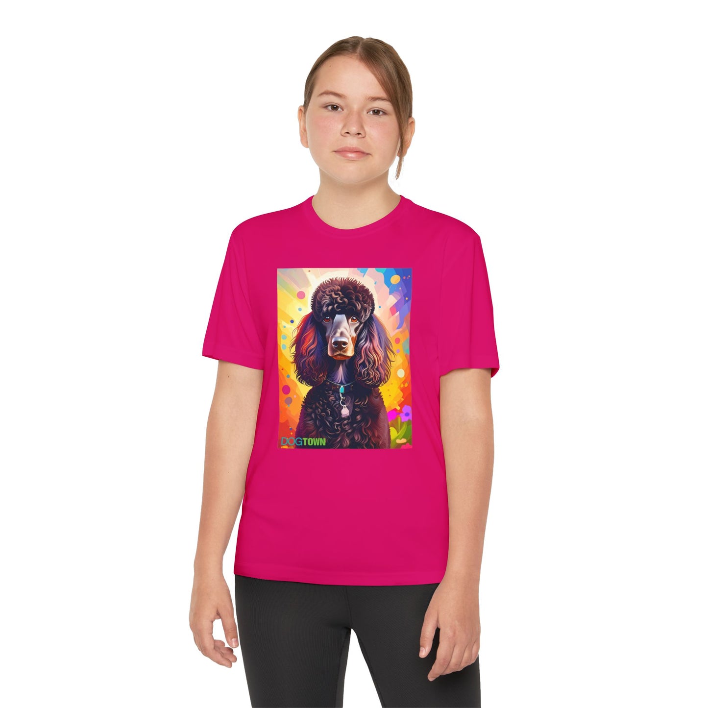 Pup Art Canvas - Kid's Sport Short Sleeve Tee (Standard Poodle)