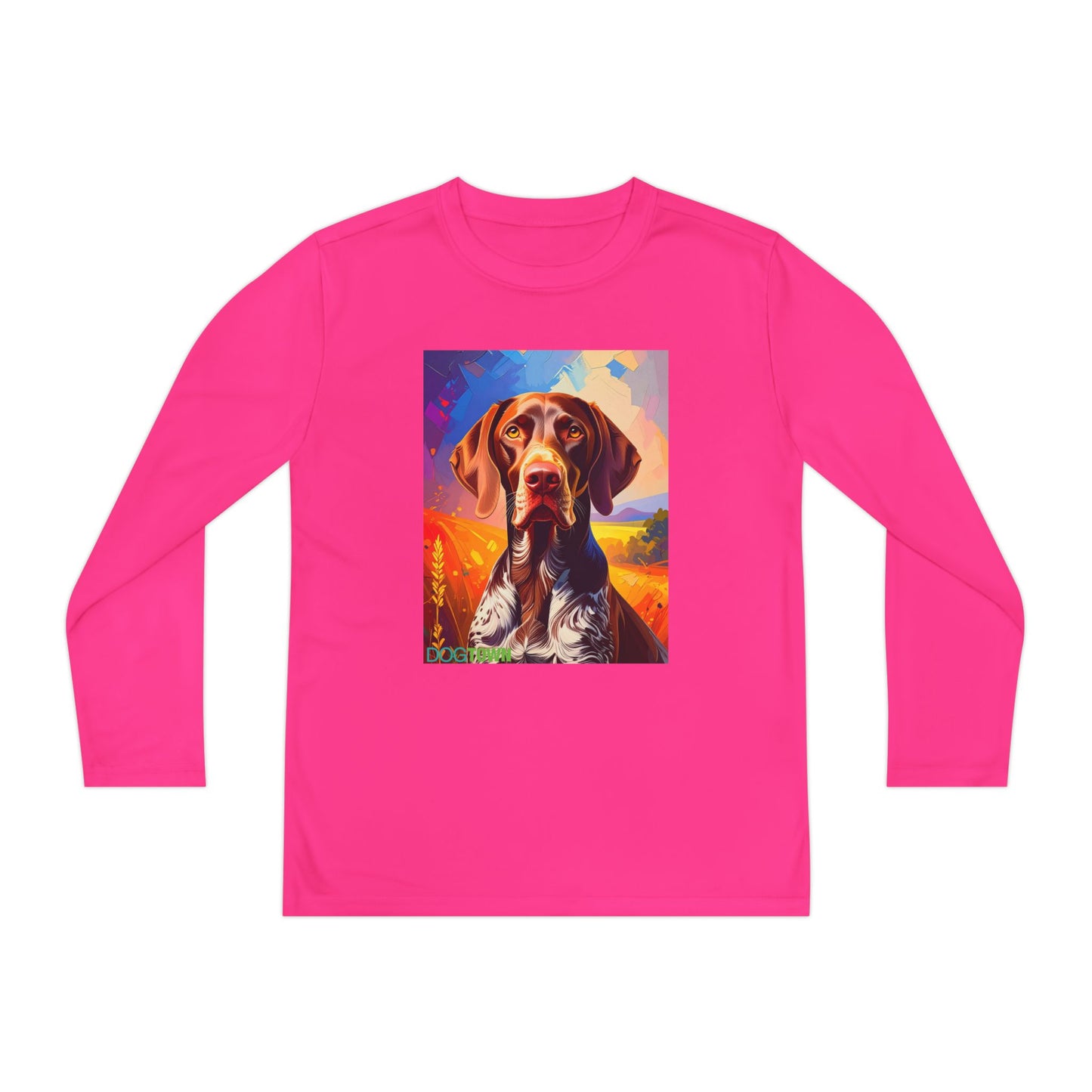 Pup Art Canvas - Kid's Sport Long Sleeve Tee (German Shorthaired Pointer)